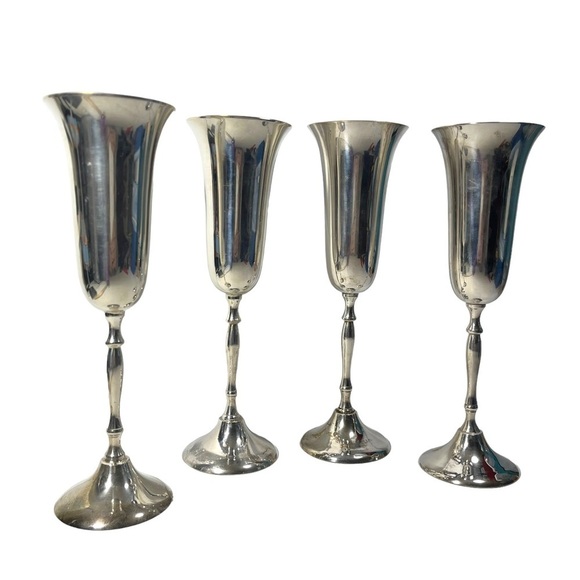 Vintage International Silver Co Silverplated Goblets Set of 4 Wine Glass India - Picture 3 of 10
